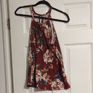 Papermoon Floral Halter Top - Rust and Cream